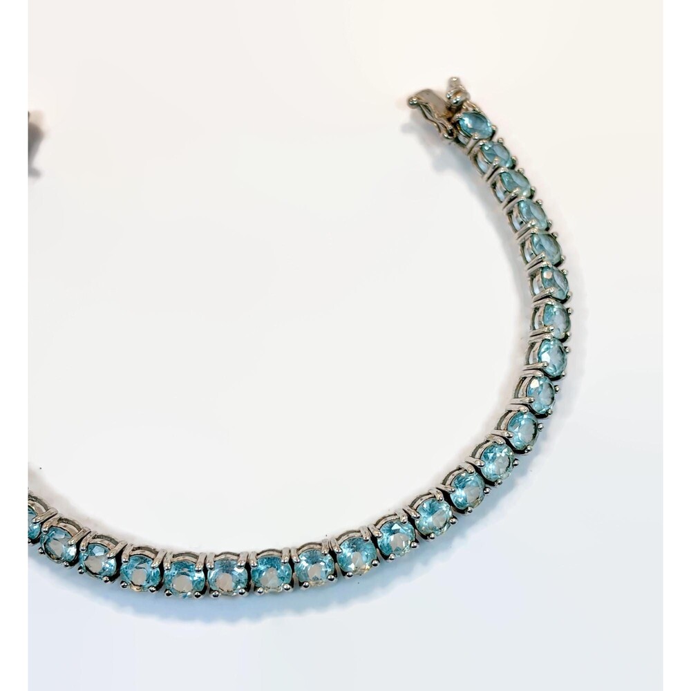 Blue Topaz, Sterling Silver, Tennis Bracelet , Vintage, Links